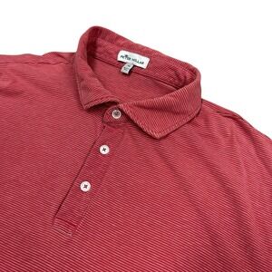 Peter Millar Crown Polo Shirt Men's XL Crest Isle Stripe Short Sleeve Golf Red